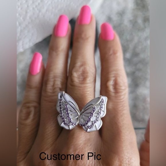 Cubic Zirconia Decor Butterfly Design Ring - Picture 6 of 9